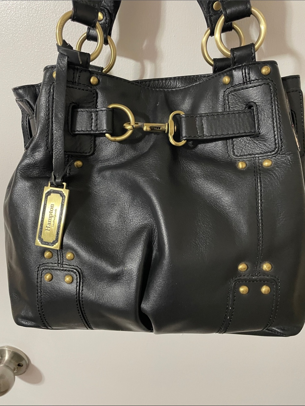 Hampton Leather Goods Black Leather Shoulder Bag